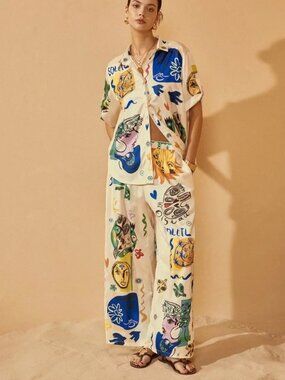 NWT Commense Satin Pant Set - Med.